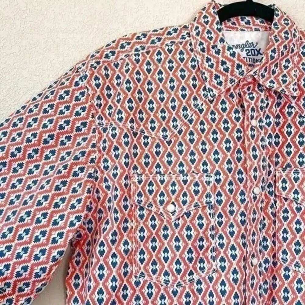 NEW! Wrangler Men's 20X Competition Short Sleeve Western Snap Shirt Size Medium